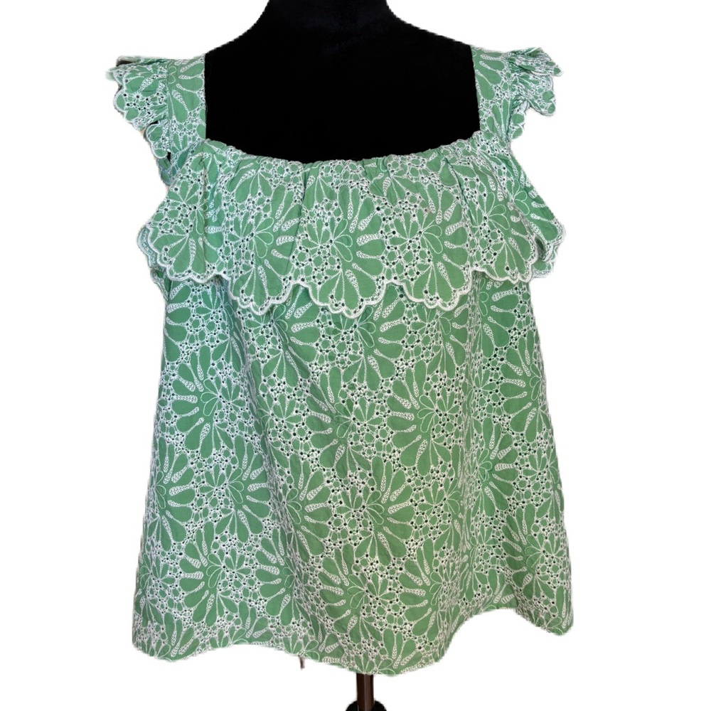 LOFT Green and White Blouse with Elegant Design
